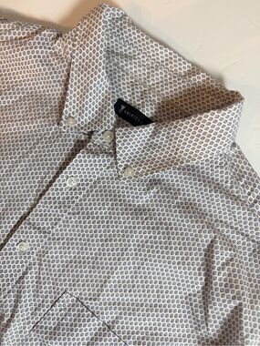American Tall Short Sleeve Button Up Shirt Size 2XL Tall 2XL/T Patterned Cotton